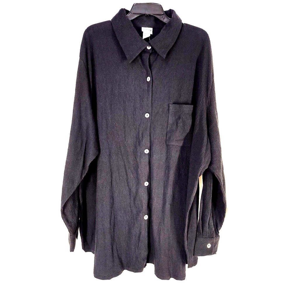 Lane Bryant Shirt Women's Plus Size 3X  Ladies Long Sleeve Soft Button Up  Black